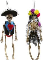 Horror/halloween decoratie skelet/geraamte poppen set - Day of the Dead - hangend - 40 cm
