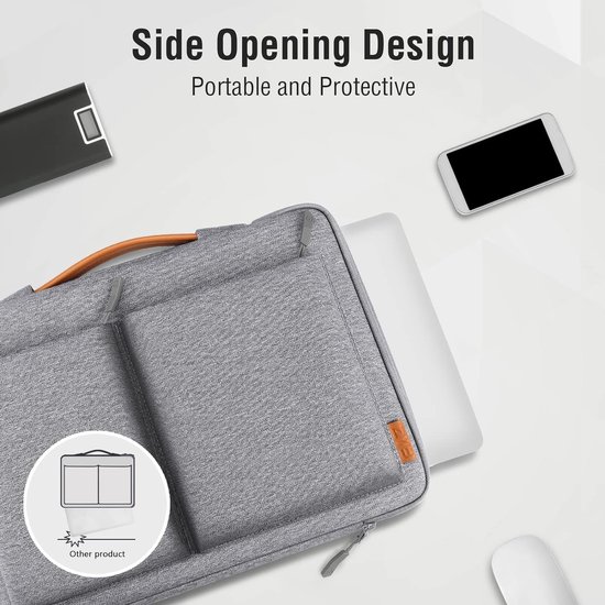 Malette De Protection Ordinateur Portable 15-15,6″ Anti-chocs – Poignée Confort – Gris – Compatible MacBook, Surface, Lenovo