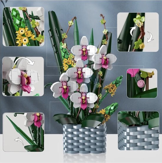 Ensemble de construction de bouquet de fleurs d'orchidées, Kit de montage