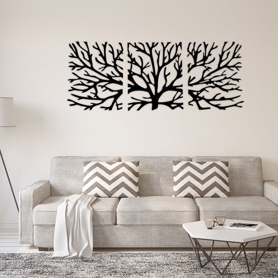 Interiorsigns - Wandpaneel - Tree Tops - Vilt - Zwart - 3-luik