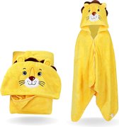 baby badjas - badponcho - baby badcape - baby handdoek met capuchon - kat - geel