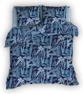 Luxe katoen/satijn dekbedovertrek Mirre blauw - 200x200/220 (tweepersoons) - stijlvolle dessin - subtiel glanzend en heerlijk zacht - premium kwaliteit