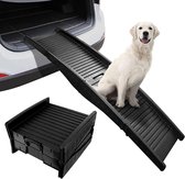 Topmast Hondenloopplank - Hondentrap - Loopplank Hond - Inklapbaar - Voor Honden tot 50 Kilo - Geschikt voor Auto - Zwart