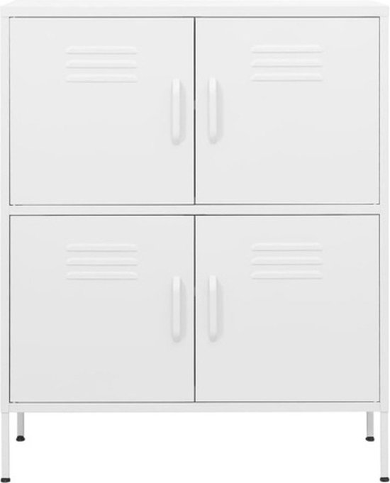 Armoire de rangement en acier The Living Store - 80 x 35 x 101,5 cm - Wit