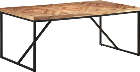 Table à manger 140x90 Acacia laqué Bois naturel / Anthracite laqué