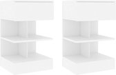 The Living Store Tables de chevet - Tables d'appoint - 40 x 35 x 65 cm - Wit - Assemblage requis