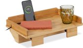 Relaxdays bedplank met tablethouder - nachttafel klembaar - zwevend nachtkastje - bamboe