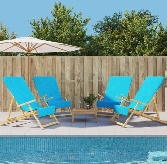 The Living Store Strandhanddoeken - Turquoise - 60 x 135 cm - Zacht materiaal - Anti-slip - Lichtgewicht - Geschikt voor vakanties - Set van 4