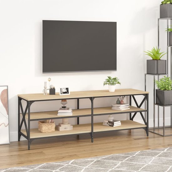 The Living Store Tv-meubel Industrieel - 140 x 40 x 50 cm - Sonoma eiken - Duurzaam hout en ijzer