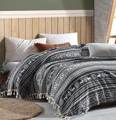 200 x 240 cm - bedsprei, woondeken, omkeerbare deken, knuffeldeken, sofadeken met patroon, extra groot (200 x 240 cm, rendier obsidiaan)