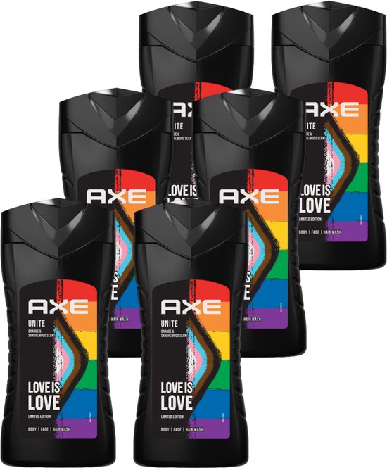 Axe - 3-in-1 Douchegel, Facewash & Shampoo Mannen - Unite - 6 x 250 ml -...  | bol