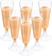 Set van 100 champagneglazen plastic champagnefluiten van kunststof, 160 ml transparante champagneglazen van kunststof, transparante champagnefluiten voor bruiloften, feesten, bak- en dessertwinkels