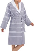 Badstof Hamam Badjas Costa Dark Grey - unisex maat S - dames/heren/unisex - hotelkwaliteit - sauna badjas - luxe badjas - badstof badjas - ochtendjas - duster - dunne badjas - badmantel