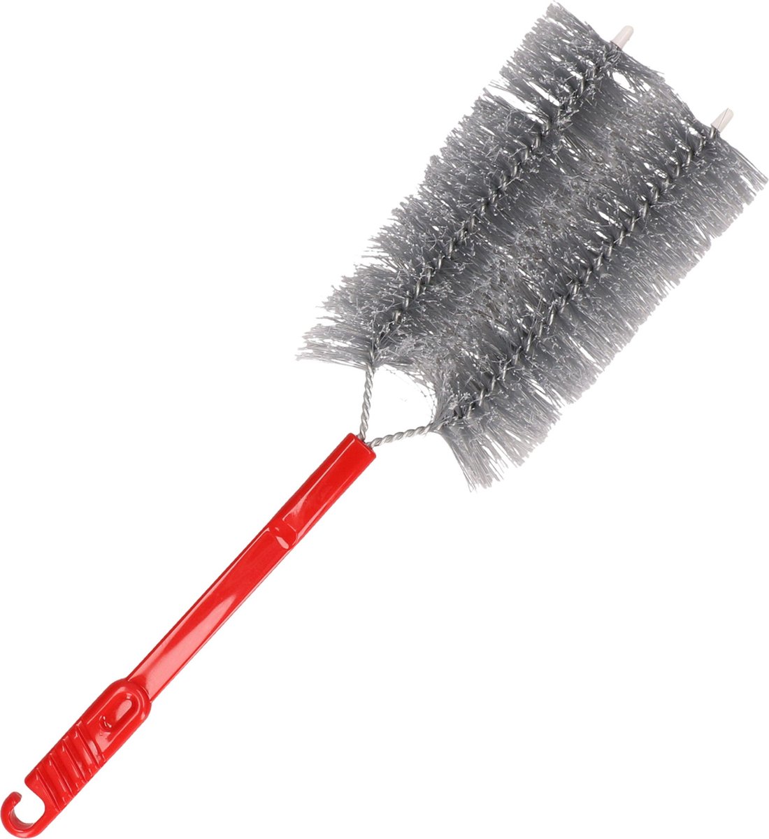 Goedkoopste Buemag Radiatorborstel - dubbele borstel - kunststof - rood - 46 cm - Schoonmaakborstel/rager verwarming