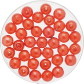 150x stuks sieraden maken Boheemse glaskralen in het transparant rood van 6 mm - Kunststof reigkralen voor armbandjes/kettingen