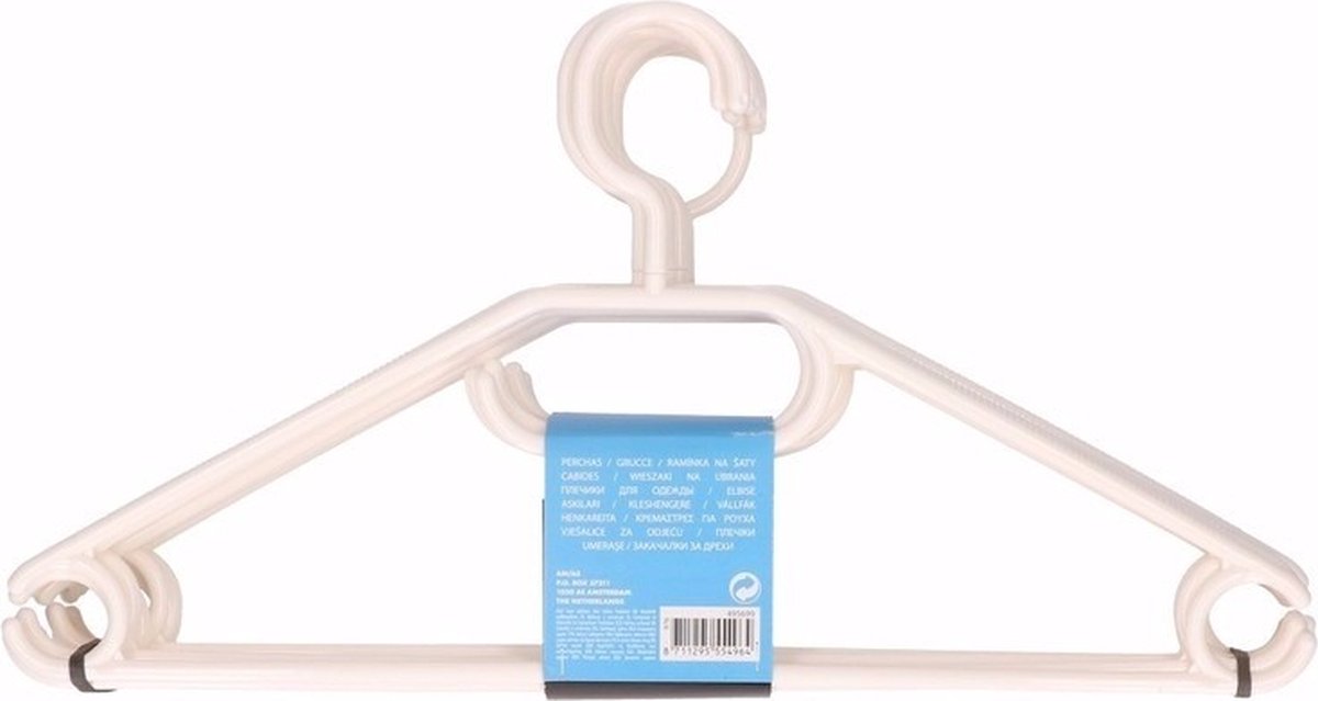 Kledinghangers - 30x stuks - kunststof - wit - kleerhangers