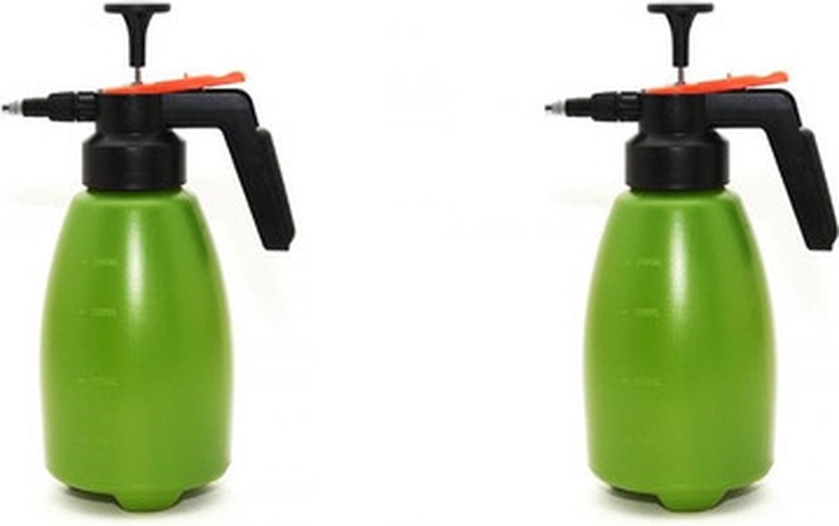 2x Drukspuit/plantensproeier groen 1,8 L - Waterverstuiver - Tuinieren - Bewateren/plantenbesproeiing - Onkruidbestrijding - Moestuin/groentetuin/kruidentuin verzorging