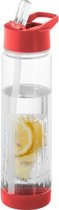 Transparante drinkfles/waterfles met rood fruit infuser 740 ml - Sportfles - BPA-vrij