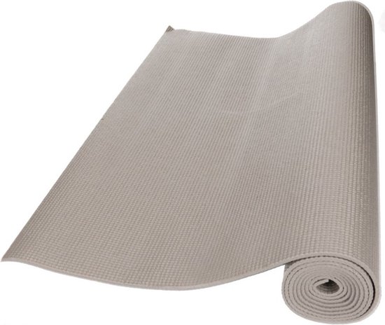 Yogamat zilver/grijs 173 x 61 cm - Fitness sport matjes - Pilates/yoga mat - Sport benodigheden - Thuis sporten