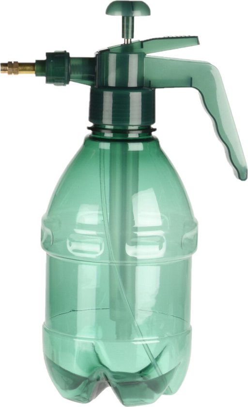 Set van 2x stuks kunststof drukspuiten/plantensproeiers groen 1,5 L - Waterverstuivers — afbeelding 2