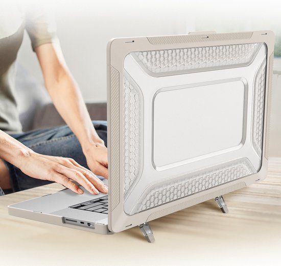 Coque MacBook Pro 16 pouces (2019 à 2023) - Support intégré + Protection Extreme - Convient pour MacBook Pro 16 pouces (A2141 / A2141 / A2485 M1 Pro / M1 Max / A2780)