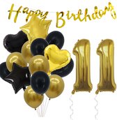 Snoes Ballonnen 11 Jaar Feestpakket – Versiering – Verjaardag Set Goldie Cijferballon 11 Jaar -Heliumballon