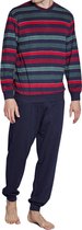 Gotzburg heren pyjama O-hals - donkerblauw gestreept - Maat: XL