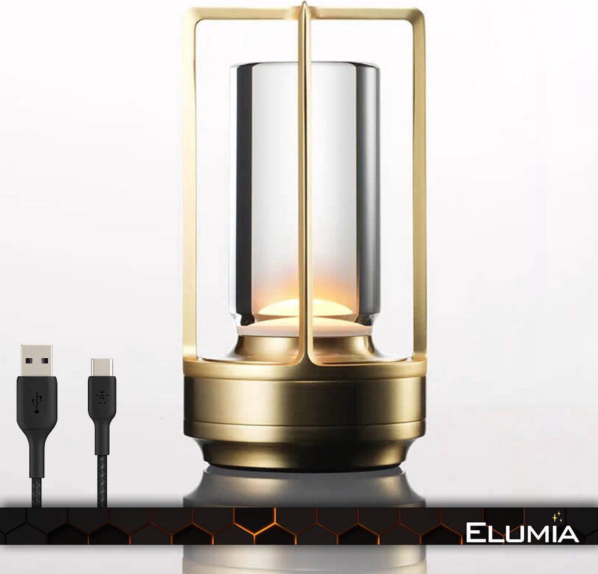 Elumia® DANTE Oplaadbare Tafellamp - Draadloos - Slaapkamer - Batterij - Zonder snoer - Industrieel - Woonkamer - Nachtlampje