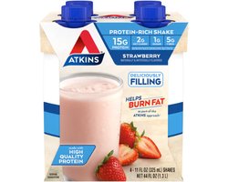 Atkins | Protein Shake | Strawberry | 4 Stuks | 4 x 325 ml