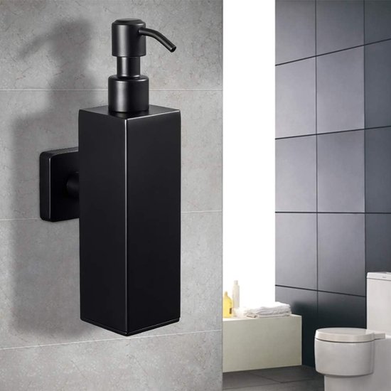 Zeepdispenser, wandbevestiging, 400 ml, douchegeldispenser voor douche zonder boren, shampoo en conditioner-dispenser, wasmiddeldispenser, wandmontage, voor hotel, thuis, badkamer, hotel, zwart (3