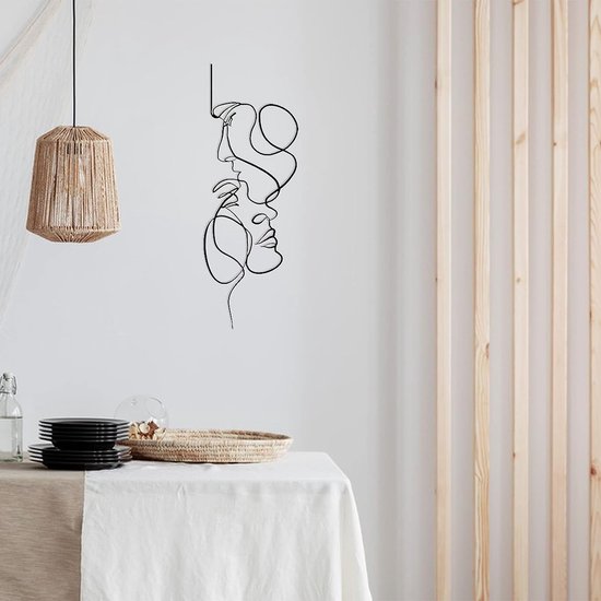 art mural en métal, décoration murale décoration murale silhouette murale en métal, décor d'art de fil de visage humain, visage humain abstrait, décoration de la maison, décoration de la chambre, décoration de la chambre (40 x 14 cm)