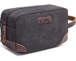 Bagwise® - Toilettas - Reistas - Travel Organizer - Reis Etui - Ophangbaar - Heren - Dames - Vintage Canvas - 1316 Antraciet Zwart