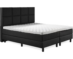 Boxspring Luxe 200x200 8 vlaks Zwart Lederlook
