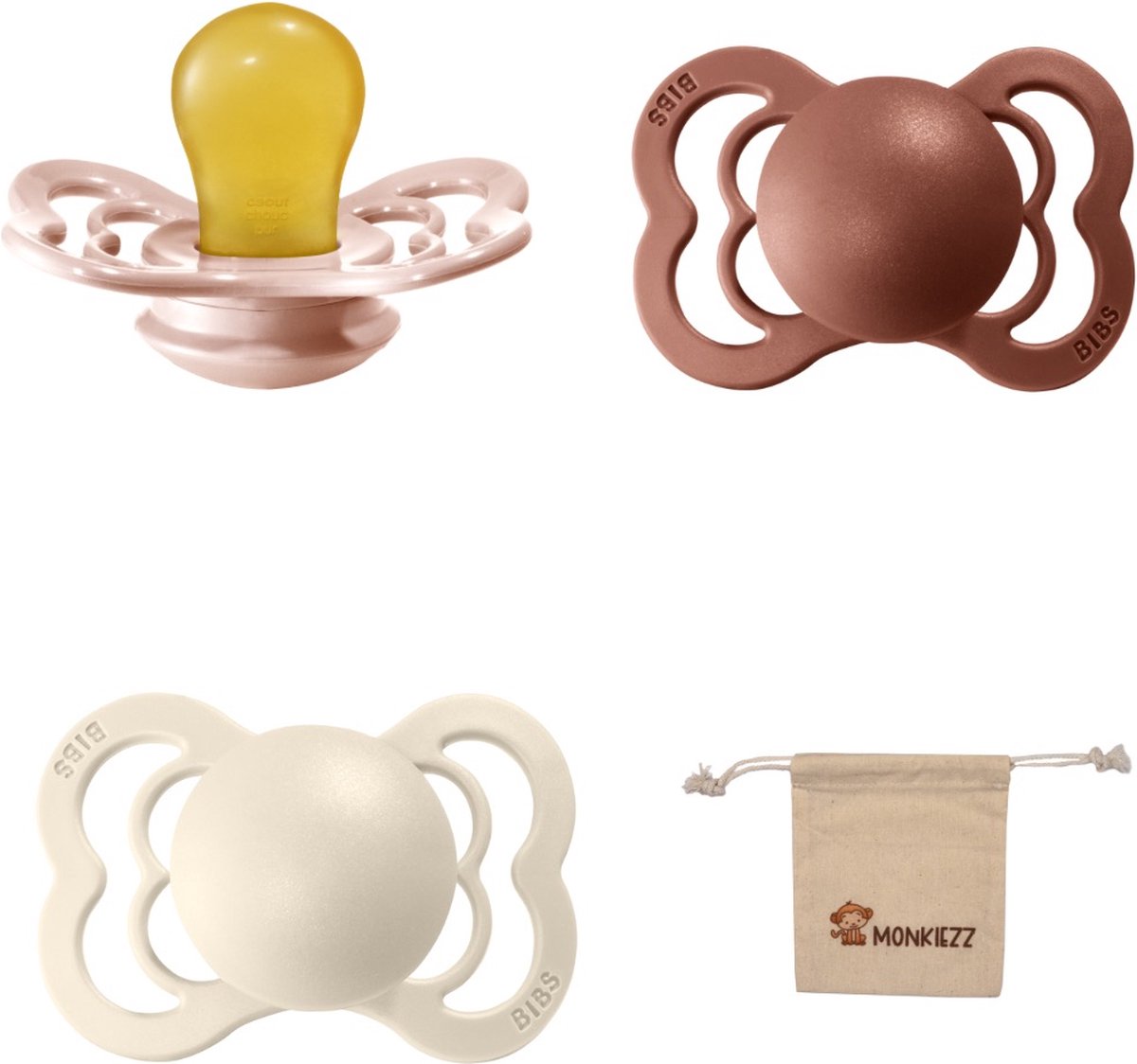 Goedkoopste BIBS Supreme Fopspenen - Maat 1 0-6 maanden - Latex – Blush - Woodchuck – Ivory Monkiezz speenzakje