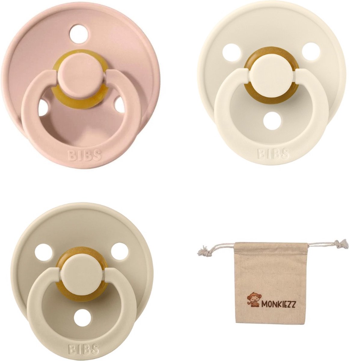 Goedkoopste BIBS Fopspenen - Maat 2 6-18 maanden - Latex – Vanilla – Ivory– Blush