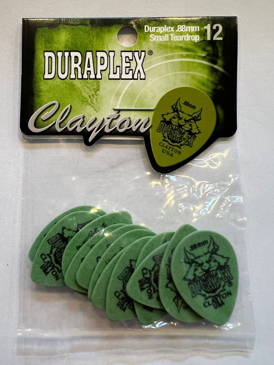 Clayton - Duraplex - small teardrop plectrum - 0.88 mm - 12-pack