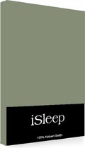 iSleep Satijn-Katoen Hoeslaken - Litsjumeaux - 180x200+40 cm - Laurel Green