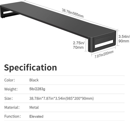 Vaydeer Dual Monitor Stand, Metal Stand for 2 Monitors up to 32 inch, Metal PC/Laptop Screen Stand - Black