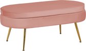 Poef Chanelle Roze - Velours - Breedte 99 cm - Diepte 44 cm - Hoogte 40 cm