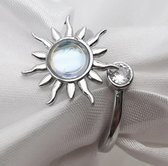 Wellness-House | Ring Stress Less Silver | Ring Met Opaal | Spinner Ring | Anti Stress Ring | In Maat Verstelbaar | Zilverkleurig | Ronddraai Ring | Ring Met Zon | Unisex | Zen