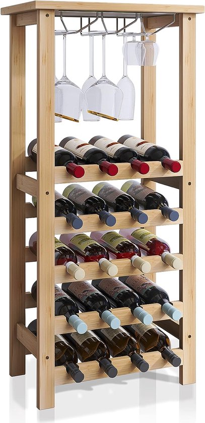 Casier à vin avec support en verre et plateau de table, rangement pour 20  bouteilles,... | bol.com