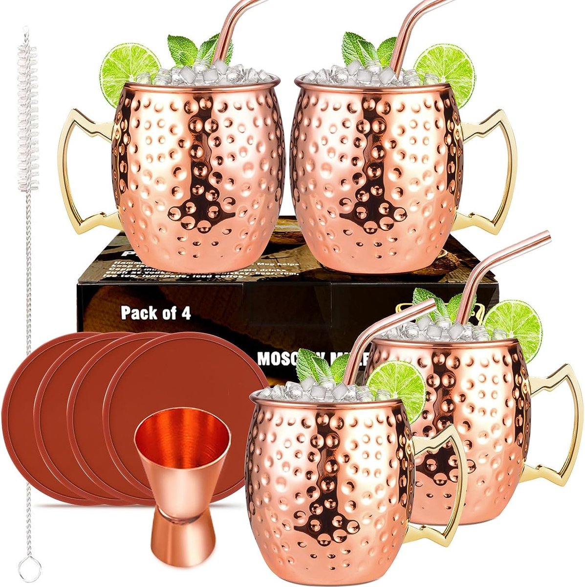 Verre Moskau Mule [500ml] - Verre en cuivre pour Moskau Mule avec pailles - Verre  moscow mule fait main [4 pièces] - Inoxydable - Cdiscount Maison