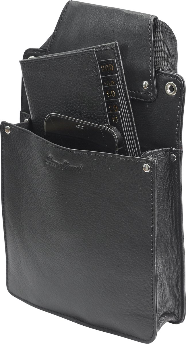 Pavelinni | Classic Line | Horeca iPad Mini Holster | Kalfsleder | Zwart | 14,5x17x4 cm (DC07115ABL)