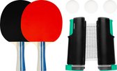 Avento Set de tennis de table complet - Filet de tennis de table extensible - Zwart/ Rouge