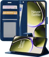 Hoesje Geschikt voor OnePlus Nord CE 3 Lite Hoesje Book Case Hoes Wallet Cover - Hoes Geschikt voor OnePlus Nord CE 3 Lite Hoesje Bookcase Hoes - Donkerblauw