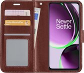 Hoes Geschikt voor OnePlus Nord CE 3 Lite Hoesje Book Case Hoes Flip Cover Wallet Bookcase - Bruin.