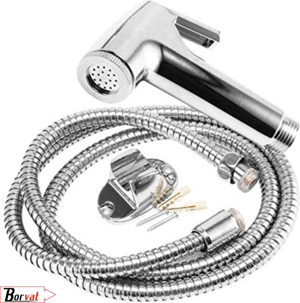 Borvat® | Toilet Shattaf | Adapter Spray | Handheld Bidet | Shower Head | Wall Mounted Hose Kit Home Office Use Easy