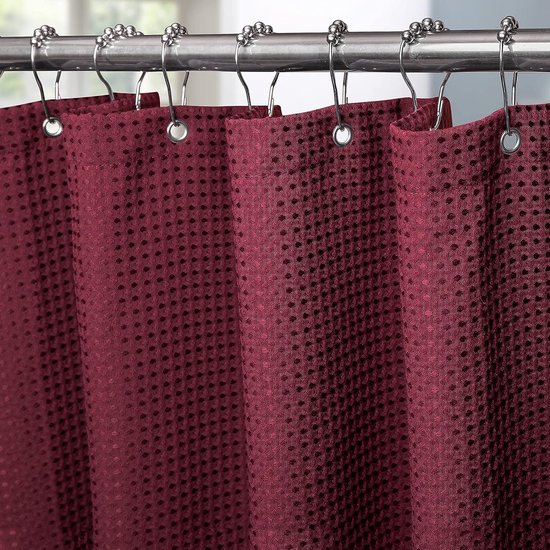 Wafelstofdouchegordijn met metalen douchegordijnringen, stof, textiel
