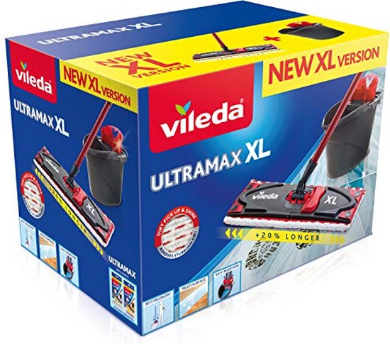Vileda UltraMax XL - Complete set - Vlakke microvezelmop + emmer met pers - Vileda