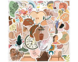 Boho Stickers 50 Stuks | Retro Stickers | Planten | Bloemen | Hand | Pastel Stickers | Laptop Stickers | Stickers Kinderen en Volwassenen | Stickervellen | Plakstickers | Koffer Stickers | Stickers Bullet Journal en Planner